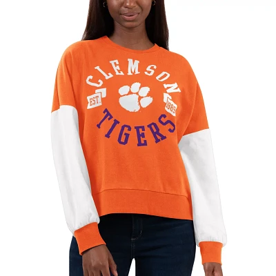 G-III 4Her by Carl Banks /White Clemson Tigers Team Pride Colorblock Pullover Sweatshirt