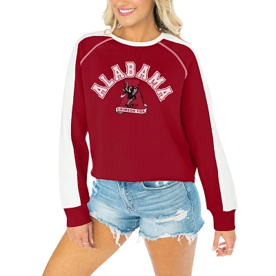 Gameday Couture Alabama Tide Blindside Raglan Cropped Pullover Sweatshirt