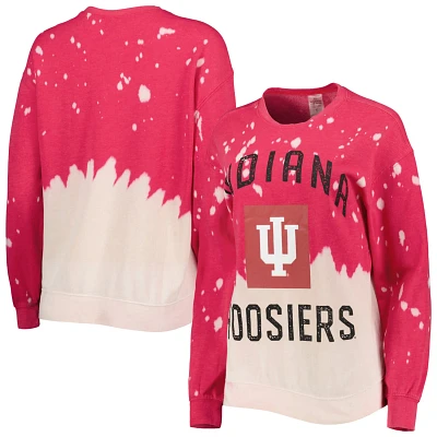 Gameday Couture Indiana Hoosiers Twice As Nice Faded Dip-Dye Pullover Long Sleeve Top