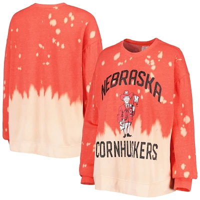 Gameday Couture Nebraska Huskers Twice As Nice Faded Dip-Dye Pullover Long Sleeve Top