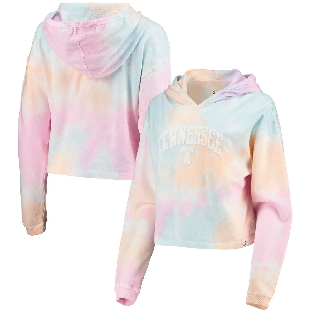 League Collegiate Wear /White Tennessee Volunteers Tie-Dye Cropped Pullover Hoodie                                              