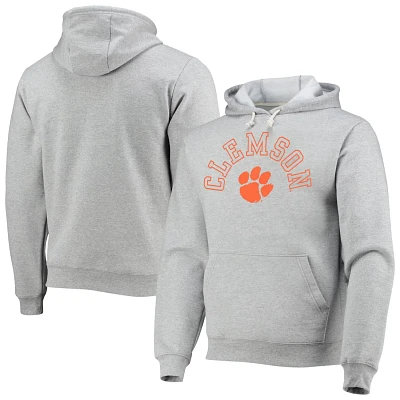 League Collegiate Wear Heathered Gray Clemson Tigers Seal Neuvo Essential Fleece Pullover Hoodie