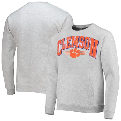 League Collegiate Wear Heathered Gray Clemson Tigers Upperclassman Pocket Pullover Sweatshirt