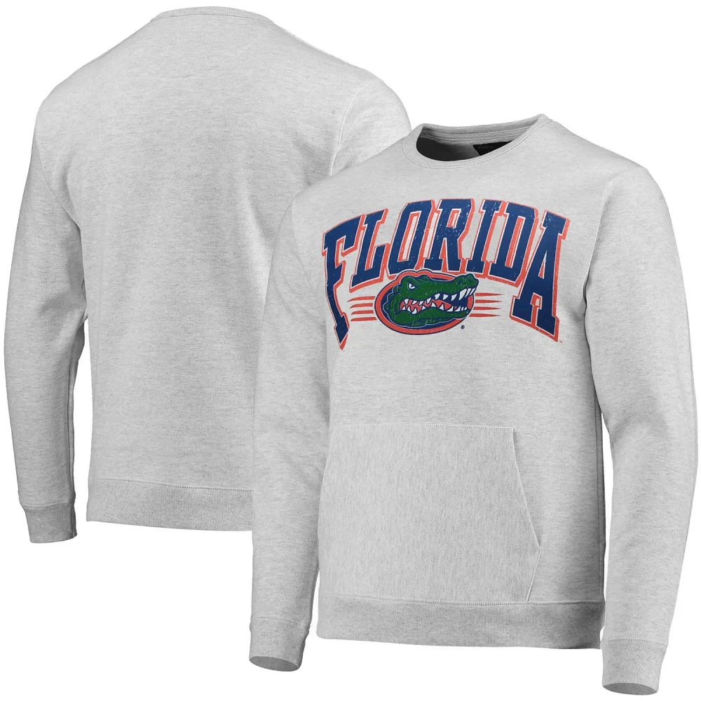 League Collegiate Wear Heathered Gray Florida Gators Upperclassman Pocket Pullover Sweatshirt