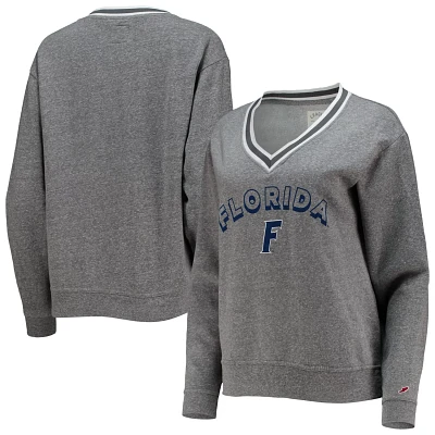 League Collegiate Wear Heathered Gray Florida Gators Victory Springs Tri-Blend V-Neck Pullover Sweatshirt