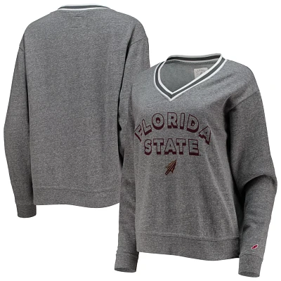 League Collegiate Wear Heathered Gray Florida State Seminoles Victory Springs Tri-Blend V-Neck Pullover Sweatshirt              