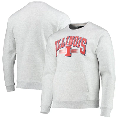 League Collegiate Wear Heathered Gray Illinois Fighting Illini Upperclassman Pocket Pullover Sweatshirt                         