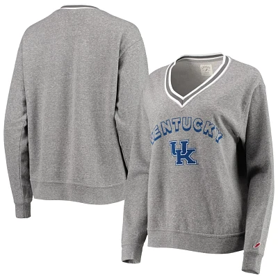 League Collegiate Wear Heathered Gray Kentucky Wildcats Victory Springs Tri-Blend V-Neck Pullover Sweatshirt