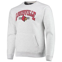 League Collegiate Wear Heathered Gray Louisville Cardinals Upperclassman Pocket Pullover Sweatshirt