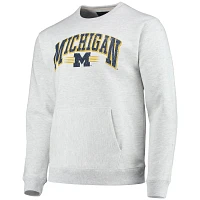 League Collegiate Wear Heathered Gray Michigan Wolverines Upperclassman Pocket Pullover Sweatshirt