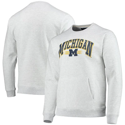 League Collegiate Wear Heathered Gray Michigan Wolverines Upperclassman Pocket Pullover Sweatshirt