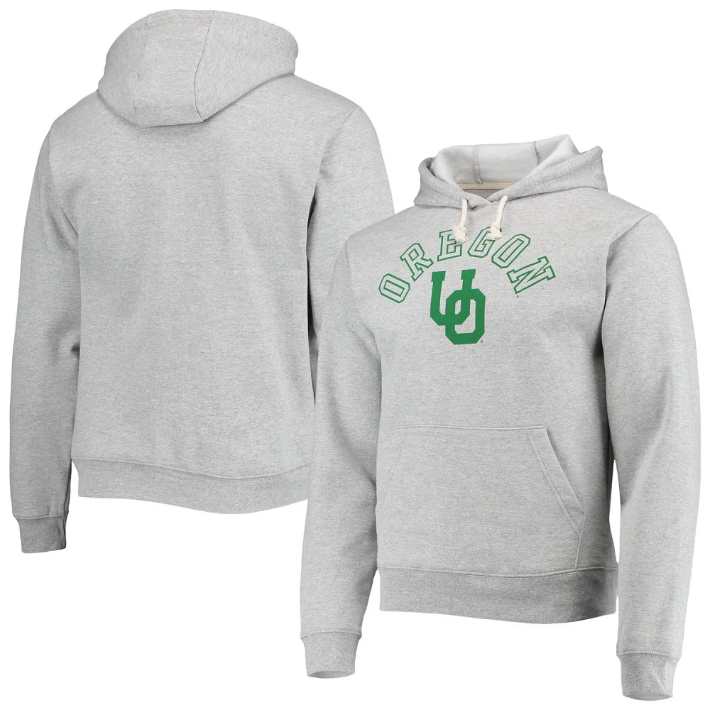 League Collegiate Wear Heathered Gray Oregon Ducks Seal Neuvo Essential Fleece Pullover Hoodie                                  