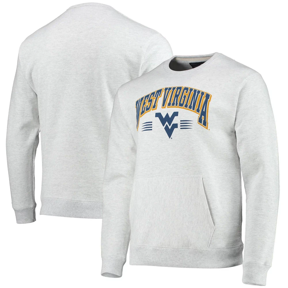 League Collegiate Wear Heathered Gray West Virginia Mountaineers Upperclassman Pocket Pullover Sweatshirt