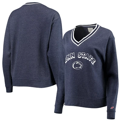 League Collegiate Wear Heathered Penn State Nittany Lions Victory Springs V-Neck Pullover Sweatshirt                            