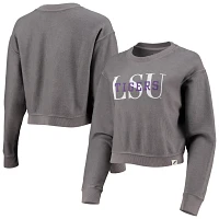 League Collegiate Wear LSU Tigers Classic Corded Timber Crop Pullover Sweatshirt