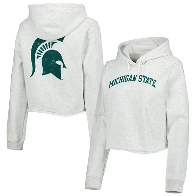 League Collegiate Wear Michigan State Spartans 2-Hit 1636 Cropped Pullover Hoodie                                               