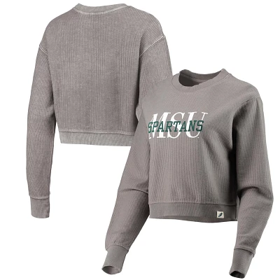 League Collegiate Wear Michigan State Spartans Classic Corded Timber Crop Pullover Sweatshirt