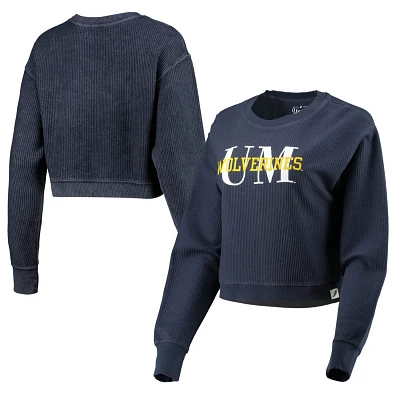 League Collegiate Wear Michigan Wolverines Classic Corded Timber Crop Pullover Sweatshirt