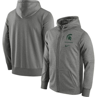 Nike Heathered Gray Michigan State Spartans Logo Stack Performance Full-Zip Hoodie