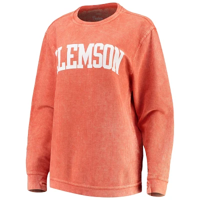 Pressbox Clemson Tigers Comfy Cord Vintage Wash Basic Arch Pullover Sweatshirt