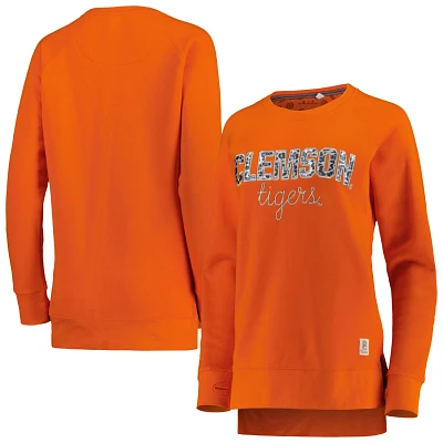 Pressbox Clemson Tigers Steamboat Animal Print Raglan Pullover Sweatshirt                                                       