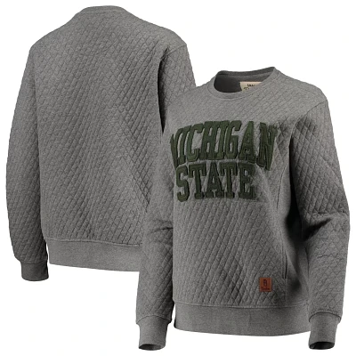 Pressbox Heather Charcoal Michigan State Spartans Moose Quilted Pullover Sweatshirt