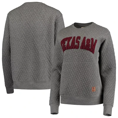 Pressbox Heather Charcoal Texas AM Aggies Moose Quilted Pullover Sweatshirt