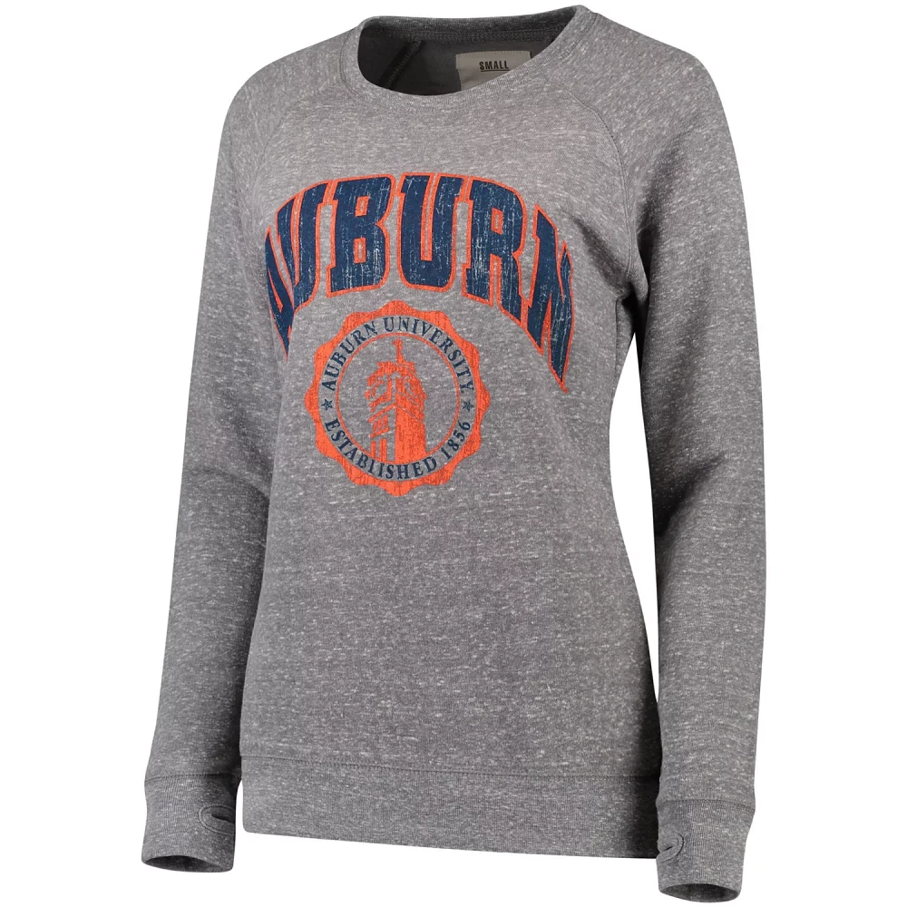 Pressbox Heathered Gray Auburn Tigers Edith Vintage Knobi Pullover Sweatshirt