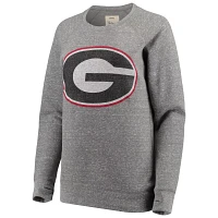 Pressbox Heathered Gray Georgia Bulldogs Big Team Logo Knobi Fleece Tri-Blend Crew Neck Sweatshirt