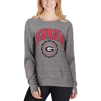 Pressbox Heathered Gray Georgia Bulldogs Edith Vintage Knobi Pullover Sweatshirt