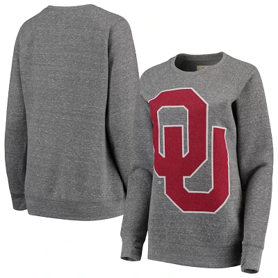 Pressbox Heathered Gray Oklahoma Sooners Big Team Logo Knobi Fleece Tri-Blend Crew Neck Sweatshirt