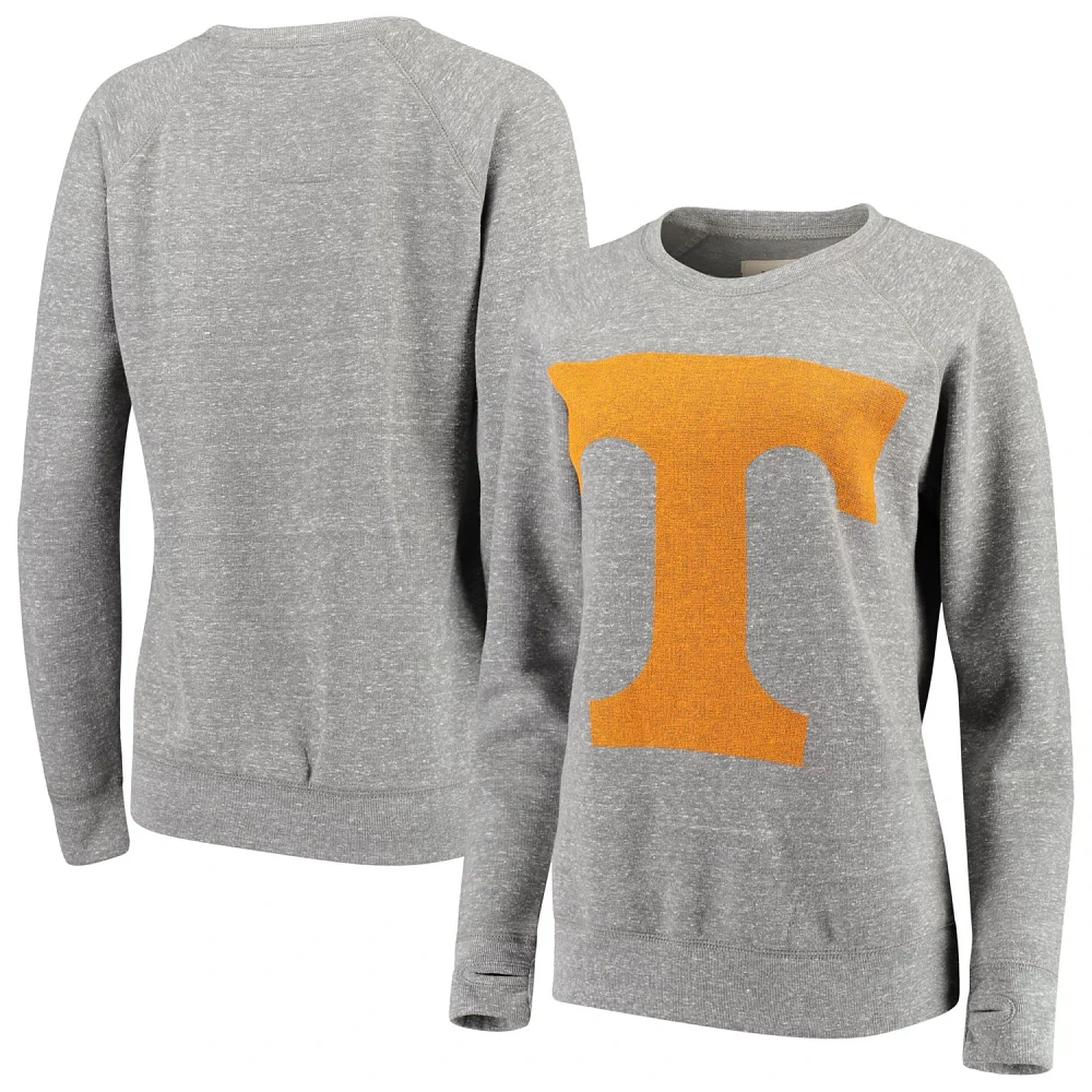 Pressbox Heathered Gray Tennessee Volunteers Big Team Logo Knobi Fleece Tri-Blend Crew Neck Sweatshirt