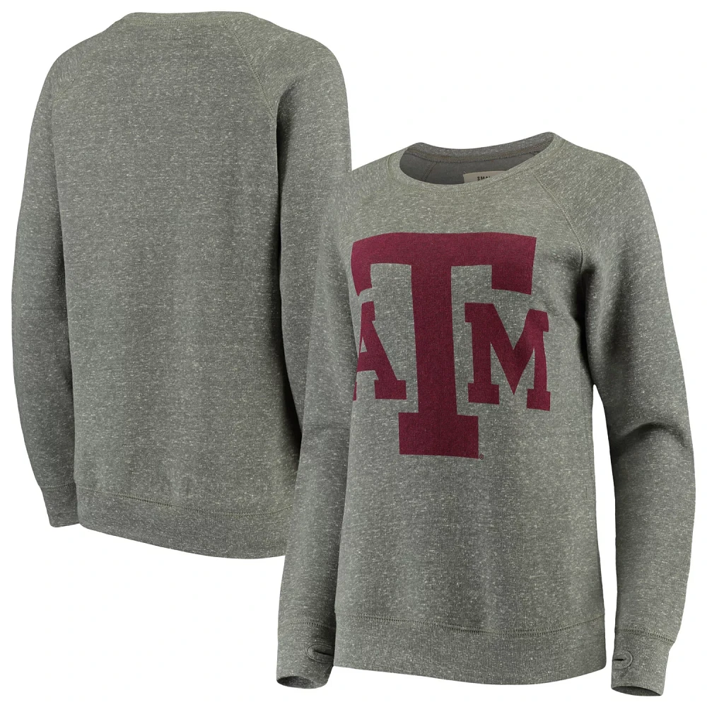 Pressbox Heathered Gray Texas AM Aggies Big Team Logo Knobi Fleece Tri-Blend Crew Neck Sweatshirt