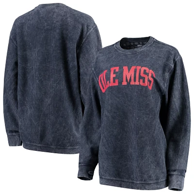 Pressbox Ole Miss Rebels Comfy Cord Vintage Wash Basic Arch Pullover Sweatshirt