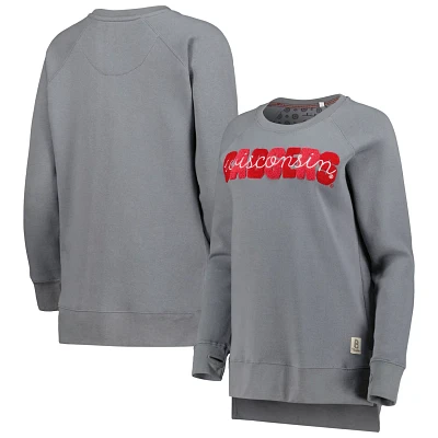 Pressbox Wisconsin Badgers Pinehurst Chenille Raglan Pullover Sweatshirt