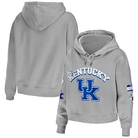 WEAR by Erin Andrews Gray Kentucky Wildcats Mixed Media Cropped Pullover Hoodie