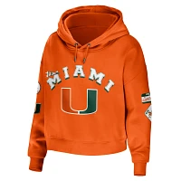 WEAR by Erin Andrews Miami Hurricanes Mixed Media Cropped Pullover Hoodie