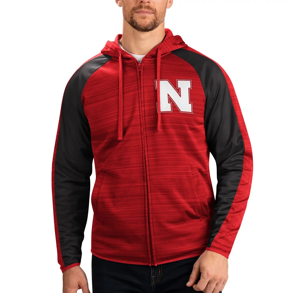 G-III Sports by Carl Banks Nebraska Huskers Neutral Zone Raglan Full-Zip Track Jacket Hoodie