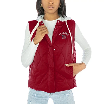 Gameday Couture Alabama Tide Headliner Full-Snap Hooded Puffer Vest                                                             