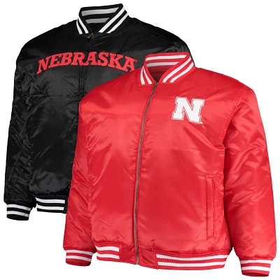 Scarlet/ Nebraska Huskers Big  Tall Reversible Satin Full-Zip Jacket
