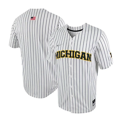 Nike /Navy Michigan Wolverines Pinstripe Replica Full-Button Baseball Jersey