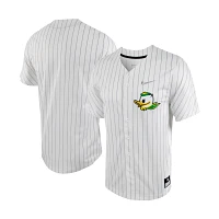 Nike /Silver Oregon Ducks Pinstripe Replica Full-Button Baseball Jersey