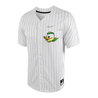 Nike /Silver Oregon Ducks Pinstripe Replica Full-Button Baseball Jersey