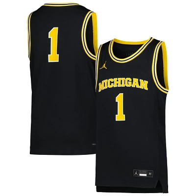 Youth Jordan Brand 1 Michigan Wolverines Icon Replica Basketball Jersey