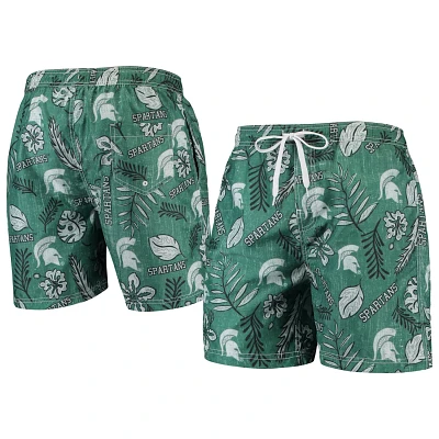 Wes  Willy Michigan State Spartans Vintage Floral Swim Trunks