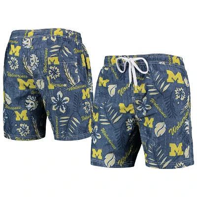 Wes  Willy Michigan Wolverines Vintage Floral Swim Trunks                                                                       