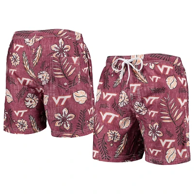 Wes  Willy Virginia Tech Hokies Vintage Floral Swim Trunks                                                                      