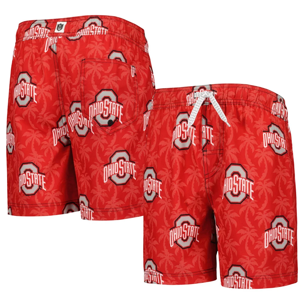 Youth Wes  Willy Ohio State Buckeyes Palm Tree Swim Shorts