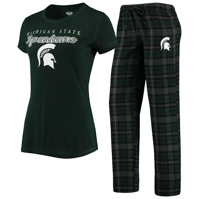 Concepts Sport /Black Michigan State Spartans Lodge T-Shirt  Flannel Pants Sleep Set                                            