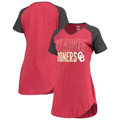 Concepts Sport /Charcoal Oklahoma Sooners Raglan V-Neck Nightshirt                                                              